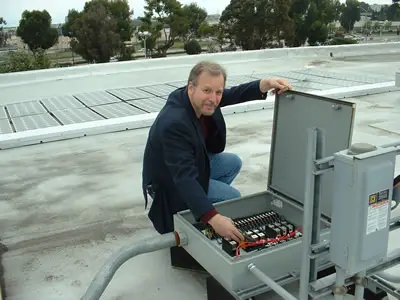 Mark C. Robinson Servicing a PV System in El Cajon, CA.